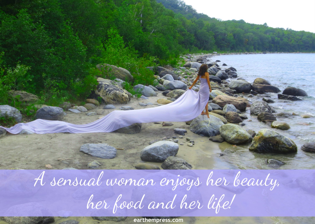sensual woman enjoys beauty food and life